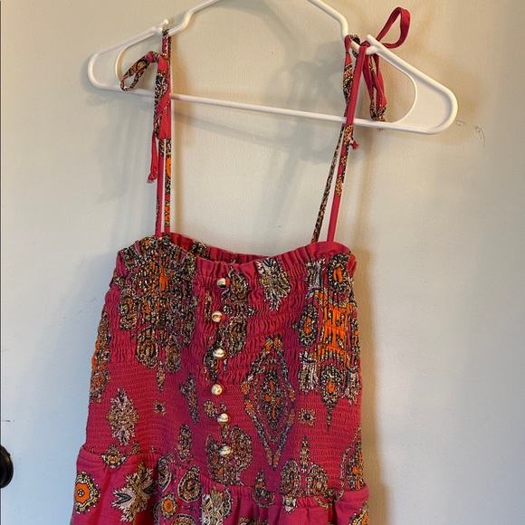 Maeve Anthropologie Pink Floral Smocked Wide Leg Jumpsuit Size medium - Picture 4 of 9